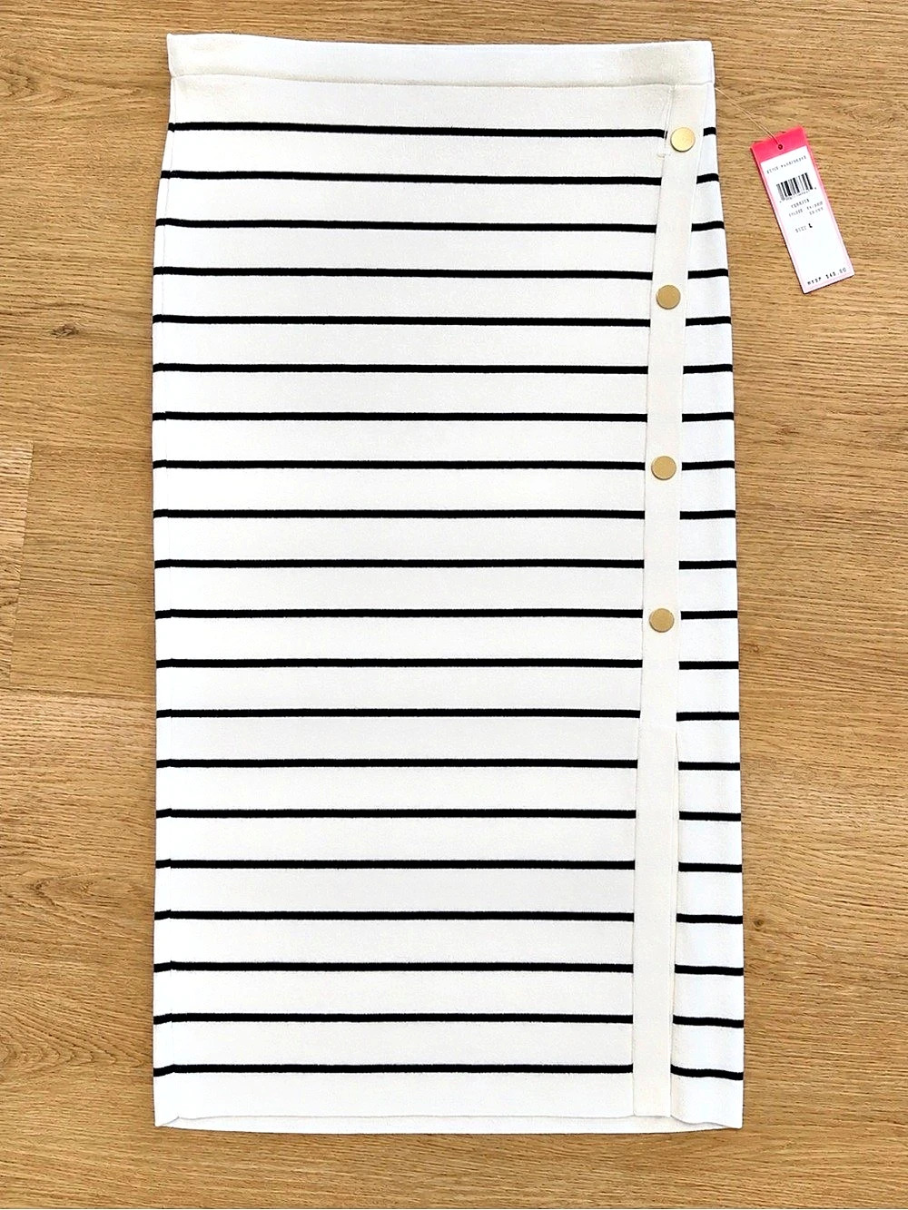 Love Scarlett Striped Midi Skirt in White & Black Large NWT